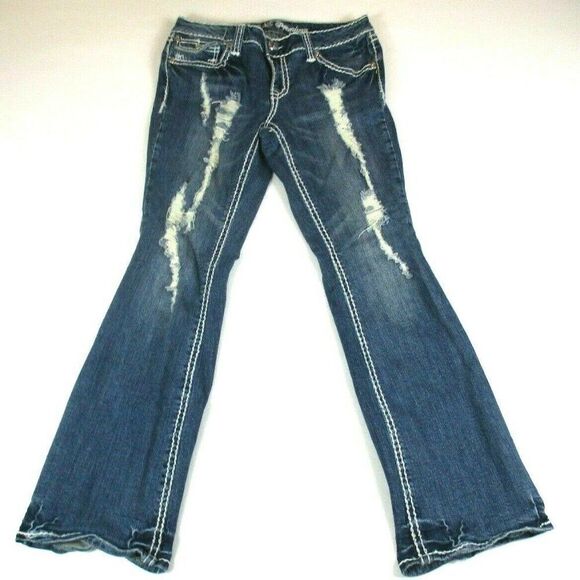 ZCO Jeans Premium Boot Thick Stitched Distressed Flap Pocket Women's Size 11 - Picture 1 of 12